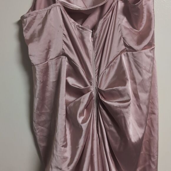PrettyLittle‎ Thing Rose Pink Satin Cowl Strap Midi Dress Size 12 - Picture 10 of 14